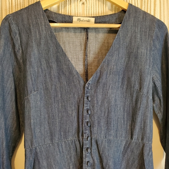MADEWELL Chambray Button Front Mini Dress sz 4 - Picture 6 of 9